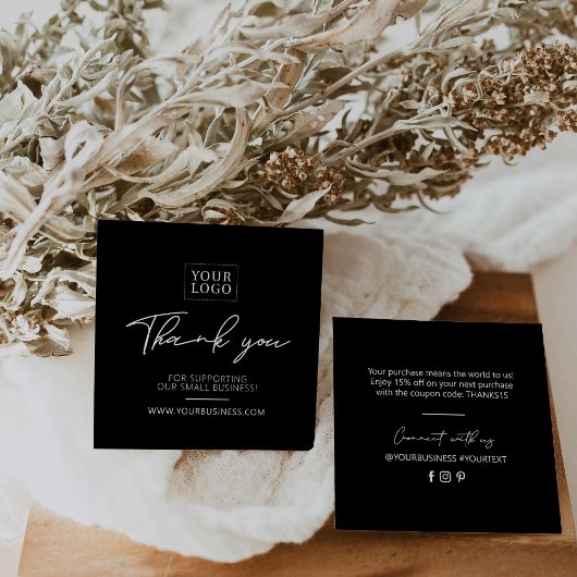 Black & White Simple Business Hartelijk dank voor  Vierkante Visitekaartje