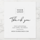 Black & White Simple Business Logo Bedankt Wijn Etiket (Enkel label)