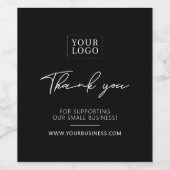 Black & White Simple Business Logo Bedankt Wijn Etiket (Enkel label)