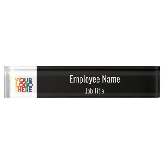 Black White Simple Business Logo Naambordje (Voorkant)