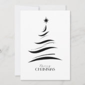 Black & white simple Christmas tree modern Feestdagenkaart (Voorkant)