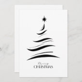 Black & white simple Christmas tree modern Feestdagenkaart (Voorkant / Achterkant)