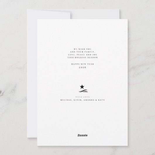 Black & white simple Christmas tree modern Feestdagenkaart (Achterkant)