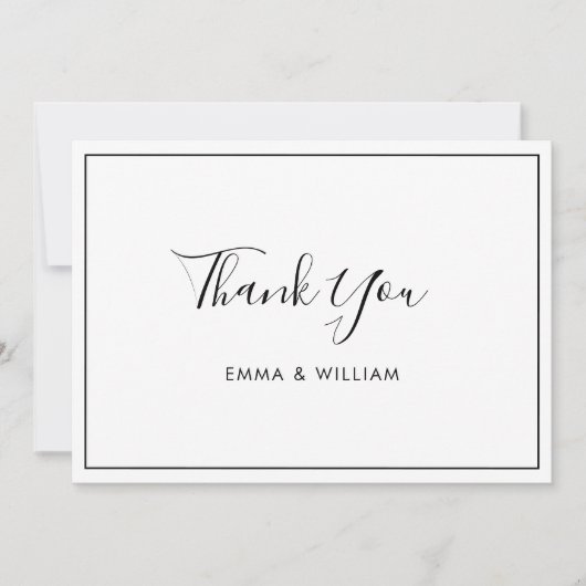 Black & White Simple Custom Thank You Flat Card Bedankkaart (Voorkant)