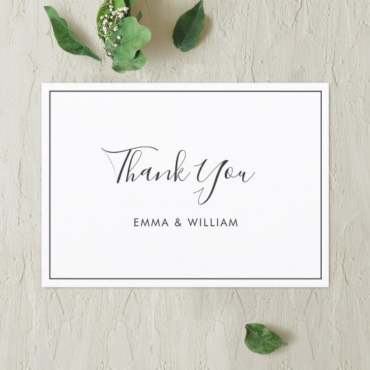 Black & White Simple Custom Thank You Flat Card Bedankkaart