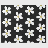Black White Simple Daisy Gold Cadeaupapier (Vlak)