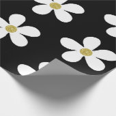 Black White Simple Daisy Gold Cadeaupapier (Hoek)