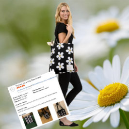 Black White Simple Daisy Gold Monogram Tote Bag