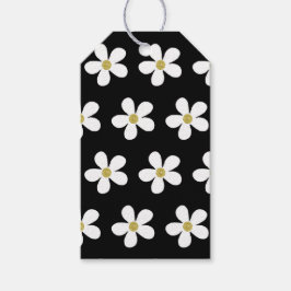 Black White Simple Daisy Gold Pattern Cadeaulabel