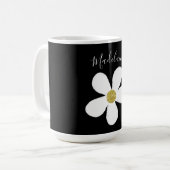 Black White Simple Daisy Gold Personal Koffiemok (Voorkant links)