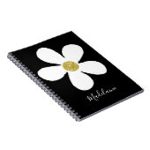 Black White Simple Daisy Gold Personal School Notitieboek (Rechterzijde)