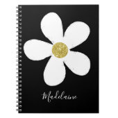 Black White Simple Daisy Gold Personal School Notitieboek (Voorkant)