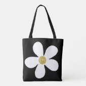 Black White Simple Daisy Gold Personal Tote Bag (Achterkant)
