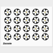 Black White Simple Daisy Gold Ronde Sticker (Vel)