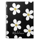 Black White Simple Daisy Pattern Gold School Notitieboek (Voorkant)