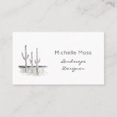 Black White Simple Desert Cactus Visitekaartje (Voorkant)