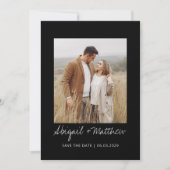Black White Simple Handwrited Save the Date Photo Kaart (Voorkant)