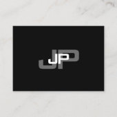 Black White Simple Modern Monogramed Sjabloon Visitekaartje (Voorkant)