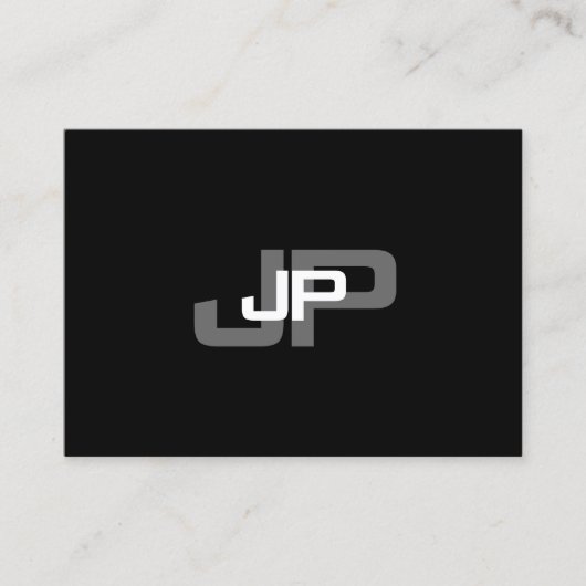 Black White Simple Modern Monogramed Sjabloon Visitekaartje (Voorkant)