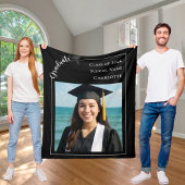 Black white simple modern photo Graduate Fleece Deken