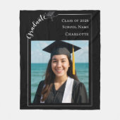 Black white simple modern photo Graduate Fleece Deken (Voorkant)