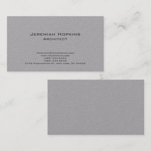 Black White Simple Plain Architect Premium Grey Visitekaartje (Voorkant / Achterkant)