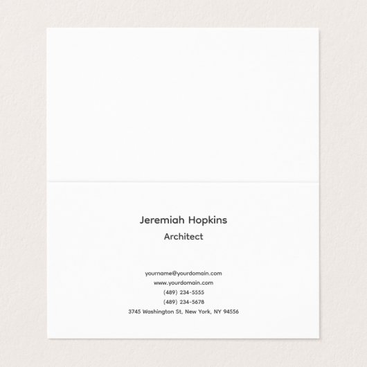 Black White Simple Plain Architect Premium Pearl Visitekaartje (Buitenkant ongevouwen)