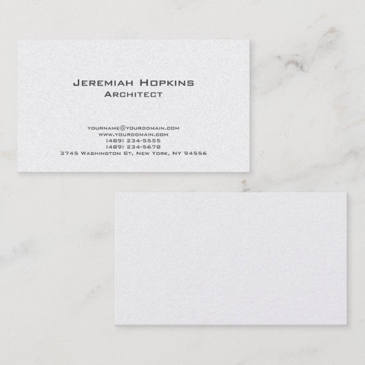 Black White Simple Plain Architect Premium Pearl Visitekaartje (Voorkant / Achterkant)