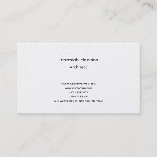 Black White Simple Plain Architect Premium Pearl Visitekaartje (Voorkant)