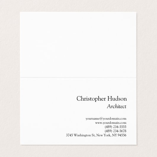 Black White Simple Plain Architect Visitekaartje (Buitenkant ongevouwen)