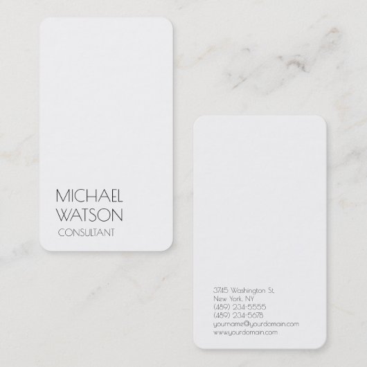 Black White Simple Plain Trendy Consultant Visitekaartje (Voorkant / Achterkant)