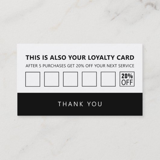 Black White Simple QR Code 2 in 1 Loyalty en Visitekaartje (Achterkant)