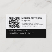 Black White Simple QR Code 2 in 1 Loyalty en Visitekaartje (Voorkant)