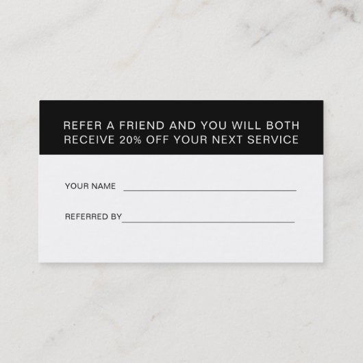 Black White Simple QR Code 2 in 1 Referral en Visitekaartje (Achterkant)