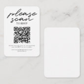 Black White Simple Script Weduwend RSVP QR Code Informatiekaartje (Voorkant / Achterkant)