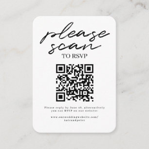 Black White Simple Script Weduwend RSVP QR Code Informatiekaartje
