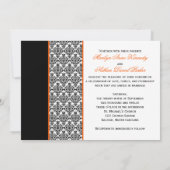 Black White Sinaasappel Damask Photo Wedding Invit Kaart (Achterkant)