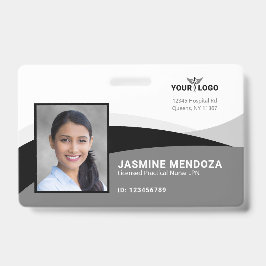 Black White Sjabloon Business Logo Photo Name ID Badge
