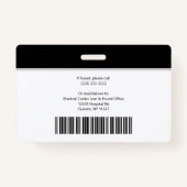 Black White Sjabloon Business Logo Photo Name ID Badge (Achterkant)