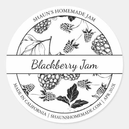 Black & White Sketch Blackberry Jam label (Voorkant)