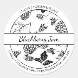 Black & White Sketch Blackberry Jam label