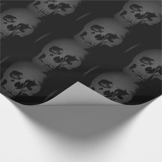 Black & White Skull Fantasy Art Heavy Metal Rock Cadeaupapier (Hoek)