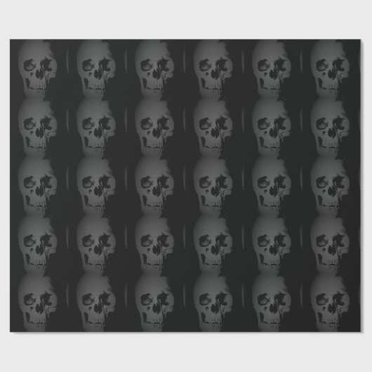 Black & White Skull Fantasy Art Heavy Metal Rock Cadeaupapier (Vlak)