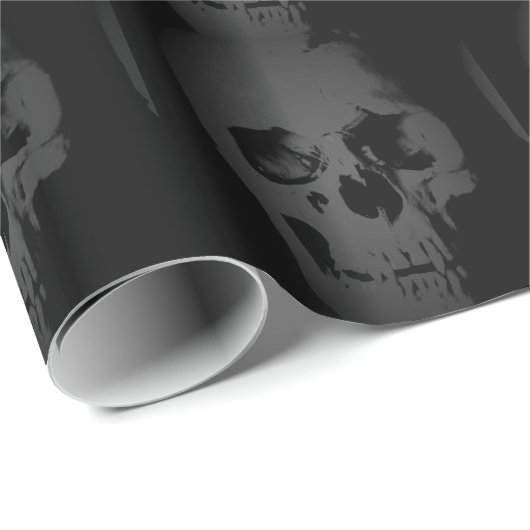 Black & White Skull Fantasy Art Heavy Metal Rock Cadeaupapier (Rol Hoek)