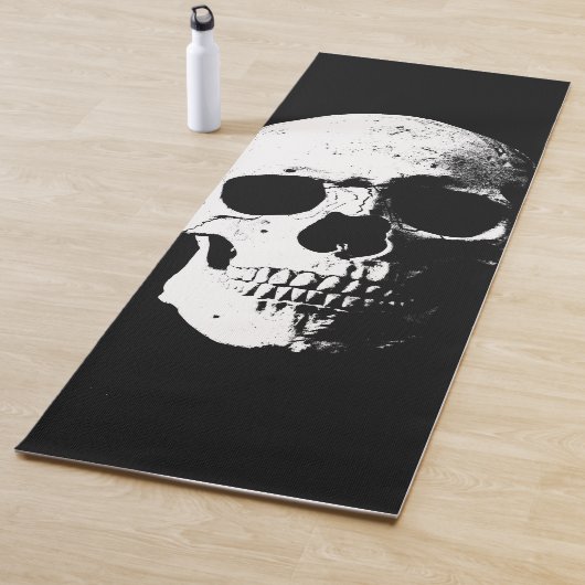 Black White Skull Pop Art Fitness Sjabloon Yogamat (In situ)