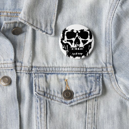 Black White Skull Pop Art Ronde Button 5,7 Cm (In situ)