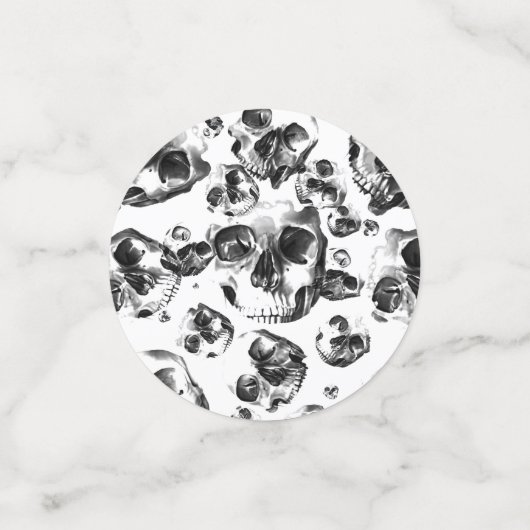Black & White Skulls Skeleton Skull Party Confetti (Kleine voorkant)