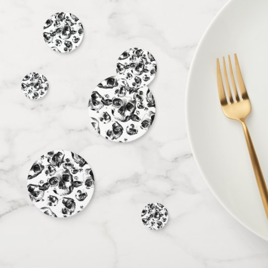 Black & White Skulls Skeleton Skull Party Confetti (Groep)