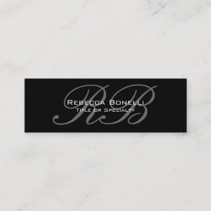 Black White Slim Script Monogram Visitekaartje