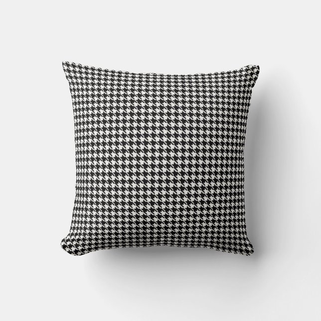 Black White Small Houndstooth gecontroleerd Kussen (Voorkant)